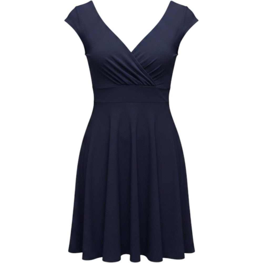 GownTown XL Navy Blue Fit & Flare Dress Vintage Inspired Midi Cocktail Dress